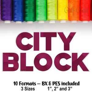 City Block Machine Embroidery Font Monogram Alphabet, Old School Embroidery Font, Retro Block Embroidery Font - 3 Sizes BX, Pes, Hus, Jef...