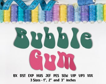 Bubble Gum Machine Embroidery Font, BX Embroidery Machine Font, Multiple Formats, 3 Sizes