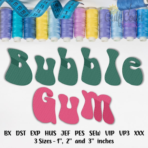 Bubble Gum Maschinenstickschrift, ches Maschinenstickerei, mehrere Formate, 3 Größen