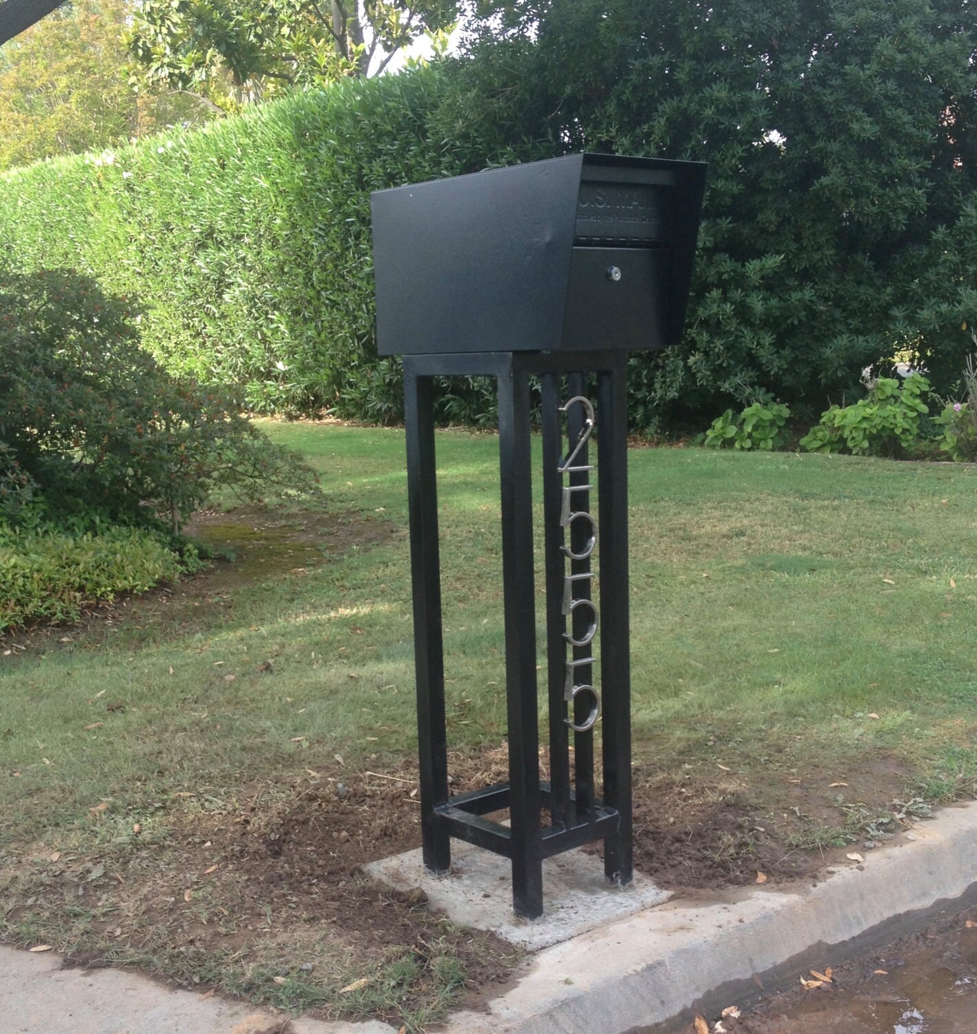 Mid century steel mailbox stand with locking mailbox Etsy