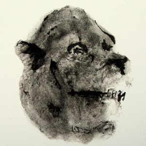 Impresión artística en tinta de linda criatura abstracta: arte animal caprichoso, bellas artes en blanco y negro, pintura en tinta coleccionable peculiar, impresión de arte de pared