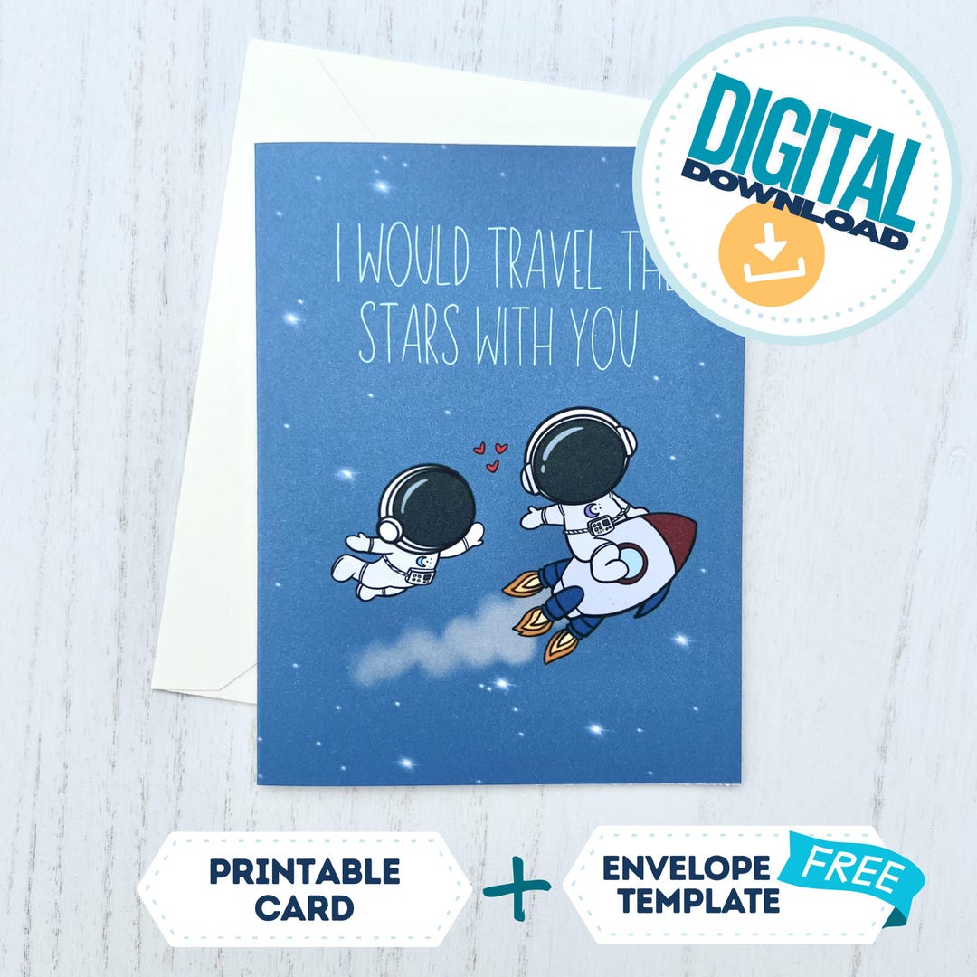 Space Astronaut Couple Card – Anniversary, Valentine, Love (digital ...