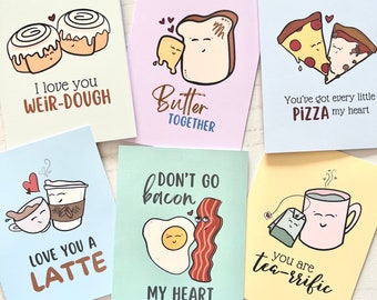 Food Pun Card Set (of 6) - Foodies - Love, Anniversary, & Valentine's Day Couples Cards