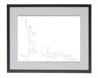 Minimalistische tekening van het Vrijheidsbeeld - New York