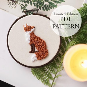 PDF Pattern - 4" Limited Edition - Woodland Fox - Embroidery Pattern With YouTube Tutorials