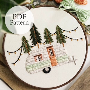 PDF Pattern - 7&quot; Mint Camper - Step By Step Beginner Embroidery Pattern With YouTube Tutorials