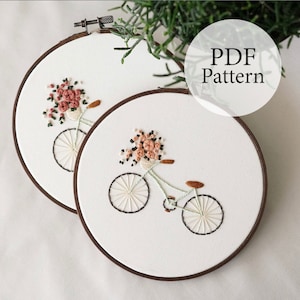 PDF Pattern - 6" Spring Bike - Step By Step Beginner Embroidery Pattern With YouTube Tutorials