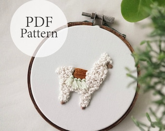PDF Pattern - Fluffy Alpaca - Llama - Step By Step Beginner Embroidery Pattern With YouTube Tutorials