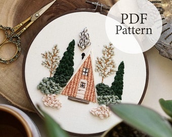 PDF Pattern - 6" Spring Cabin - Step By Step Beginner Embroidery Pattern With YouTube Tutorials
