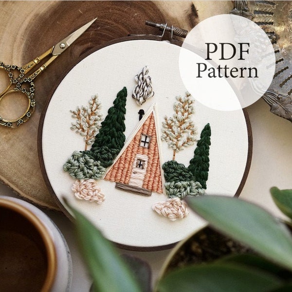 PDF Pattern - 6" Spring Cabin - Step By Step Beginner Embroidery Pattern With YouTube Tutorials