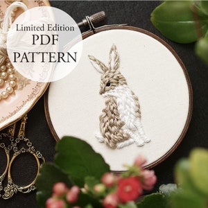 PDF パターン - 4 インチ限定版 - Woodland Hare - YouTube チュートリアル付き刺繍パターン