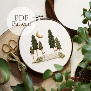 PDF Pattern - 6" Moonlight Tenting - Step By Step Beginner Embroidery Pattern With YouTube Tutorials