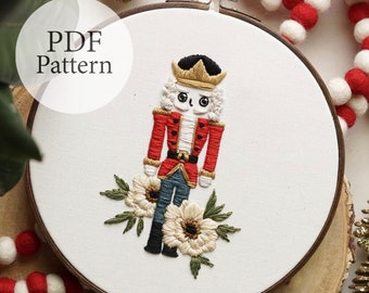 PDF Pattern - 7" Nutcracker Christmas - Step By Step Beginner Embroidery Pattern With YouTube Tutorials
