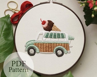 PDF Pattern - Divco Ice Cream Truck - Step By Step Beginner Embroidery Pattern With YouTube Tutorials