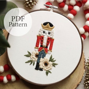 PDF Pattern - 7" Nutcracker Christmas - Step By Step Beginner Embroidery Pattern With YouTube Tutorials