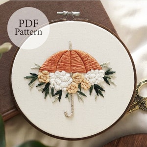 PDF Pattern - 7" Floral Rainfall - Step By Step Beginner Embroidery Pattern With YouTube Tutorials