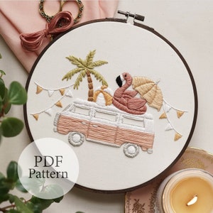 PDF Pattern - 8" Beach Bound Caravan - Step By Step Beginner Embroidery Pattern With YouTube Tutorials