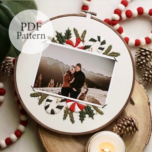 PDF Pattern - 9" Christmas Candy 4x6 Frame - Step By Step Beginner Embroidery Pattern With YouTube Tutorials
