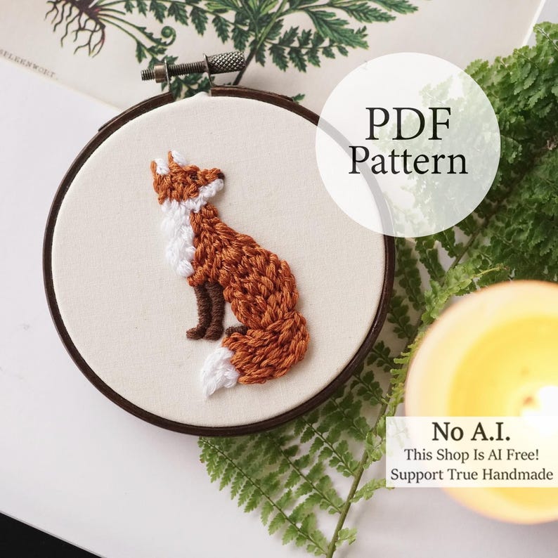 PDF Pattern - 4" Limited Edition - Woodland Fox - Embroidery Pattern ...