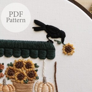 PDF Pattern - 8" Autumn Pumpkin Cart- Step by Step Beginner Embroidery ...