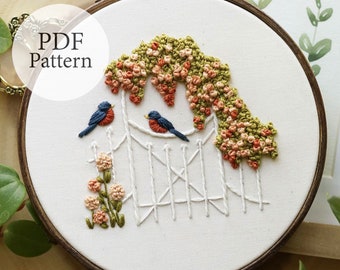 PDF Pattern - 6" Garden Gate - Step By Step Beginner Embroidery Pattern With YouTube Tutorials