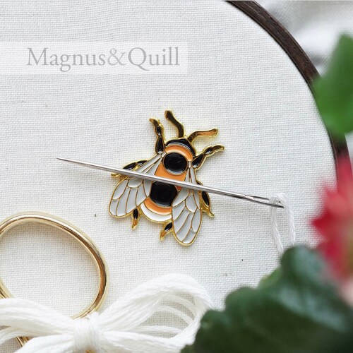 Needle Minder White Tailed Bee Needle Minder Enamel Needle Etsy