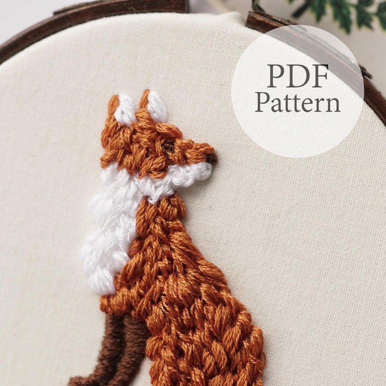 PDF Pattern - 4" Limited Edition - Woodland Fox - Embroidery Pattern ...