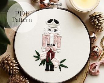 PDF Pattern - 7" Sugar Plumb Nutcracker Christmas - Step By Step Beginner Embroidery Pattern With YouTube Tutorials