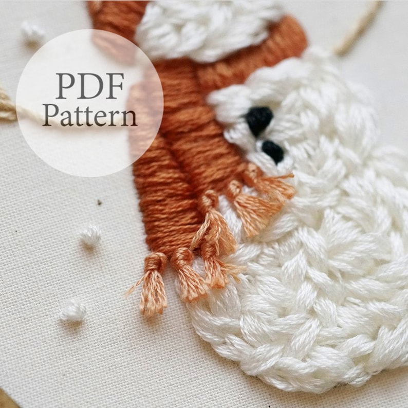 PDF Pattern 6 Cozy Snowman & Cardinal Friend Step By Step Beginner Embroidery Pattern With YouTube Tutorials image 2