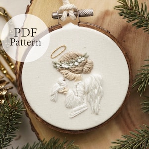 PDF Pattern - 3&quot; Ornament Angel - Step By Step Beginner Embroidery Pattern With YouTube Tutorials