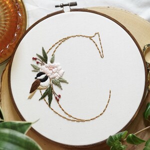 PDF Pattern A-Z Letters 8 Chickadee Peony Monogram Whole Alphabet Step By Step Beginner Embroidery Pattern With YouTube Tutorials image 4