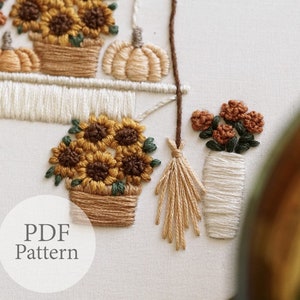 PDF Pattern - 8" Autumn Pumpkin Cart- Step by Step Beginner Embroidery ...