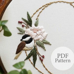 PDF Pattern A-Z Letters 8 Chickadee Peony Monogram Whole Alphabet Step By Step Beginner Embroidery Pattern With YouTube Tutorials image 2