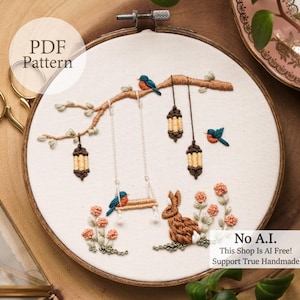 PDF-patroon - 6" tuinschommel - stap voor stap borduurpatroon voor beginners met YouTube-tutorials