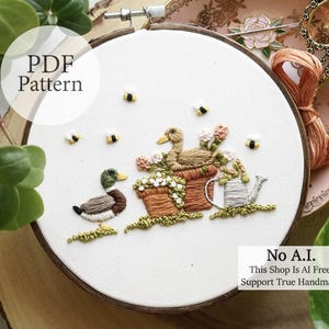 Padrão em PDF - Patos-reais de jardim de 6" - Padrão de bordado passo a passo para iniciantes com tutoriais do YouTube