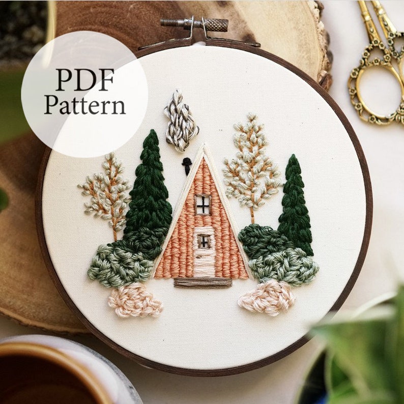 PDF Pattern 6 Spring Cabin Step By Step Beginner Embroidery Pattern With YouTube Tutorials image 4