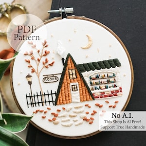 PDF-Muster - 16 cm kleine Bibliothek - Schritt für Schritt Stickmuster für Anfänger mit YouTube-Tutorials