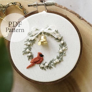 PDF-Muster - 3-Zoll-Ornament-Kardinalkranz - Schritt für Schritt Anfänger-Stickmuster mit YouTube-Tutorials