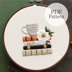 PDF Pattern - 6" Cozy Reads - Step By Step Beginner Embroidery Pattern With YouTube Tutorials