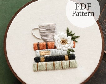 PDF Pattern - 6" Cozy Reads - Step By Step Beginner Embroidery Pattern With YouTube Tutorials