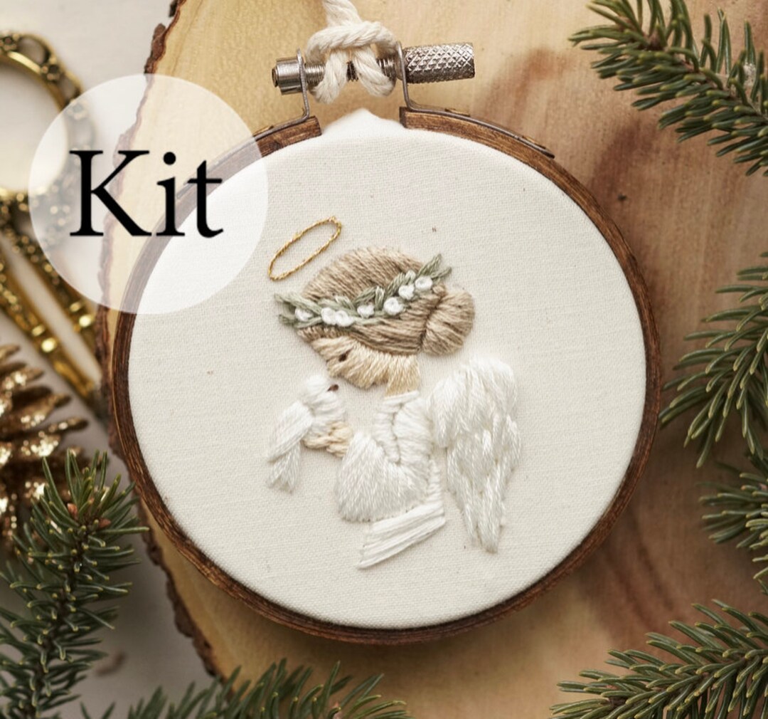 3 EMBROIDERY KIT Christmas Angel Ornament KIT Includes All Materials