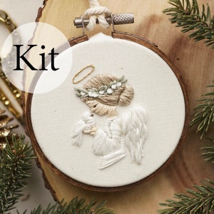 3" EMBROIDERY KIT - Christmas Angel Ornament KIT - Includes All Materials Needed To Complete The Design