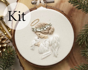 3" EMBROIDERY KIT - Christmas Angel Ornament KIT - Includes All Materials Needed To Complete The Design