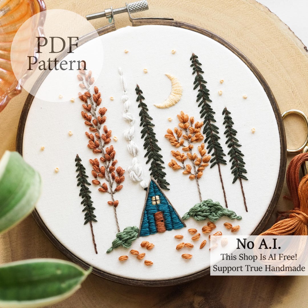 PDF Pattern - 6" Autumn Getaway - Step by Step Beginner Embroidery ...