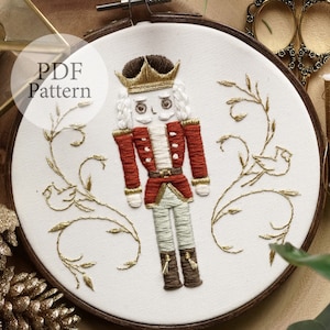 PDF Pattern - 6" Gold Filigree Nutcracker - Step By Step Beginner Embroidery Pattern With YouTube Tutorials