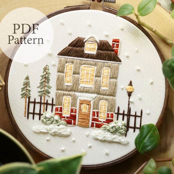 PDF Pattern - 6" Winter Lane - Step By Step Beginner Embroidery Pattern With YouTube Tutorials