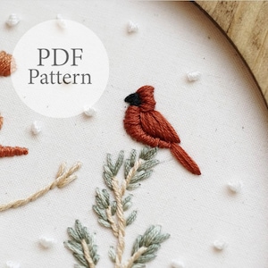 PDF Pattern 6 Cozy Snowman & Cardinal Friend Step By Step Beginner Embroidery Pattern With YouTube Tutorials image 3