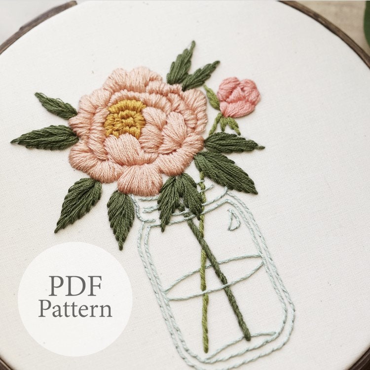 Wildflower PDF Hand Embroidery Pattern – Peony Patterns