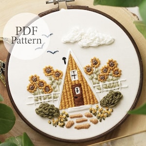 PDF Pattern - 6" Sunshine Cabin - Step By Step Beginner Embroidery Pattern With YouTube Tutorials