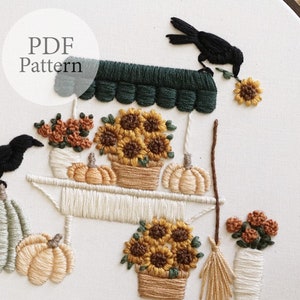 PDF Pattern - 8" Autumn Pumpkin Cart- Step by Step Beginner Embroidery ...